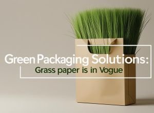 GIVE me one image with write text over this Green Packaging Solutions_ Grass Paper is in Vogue